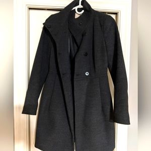 Zara Grey Button-Up Peacoat